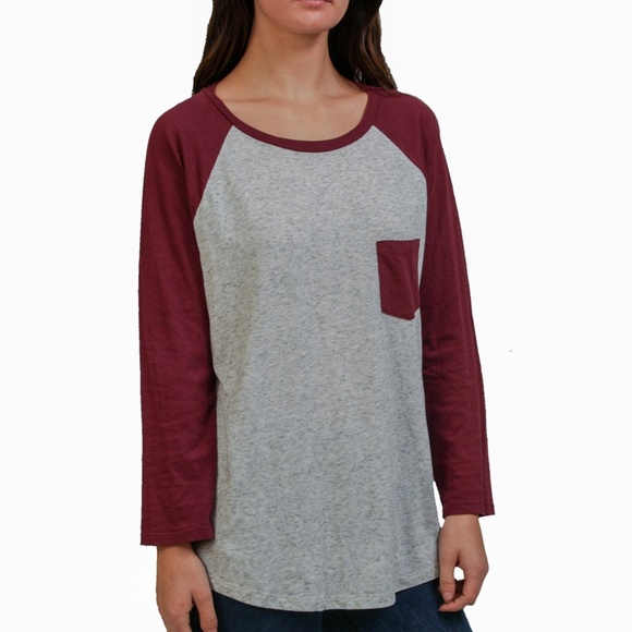 PINK Victoria's Secret Tops - ●PINK Long Sleeve Color Block Pocket Tee